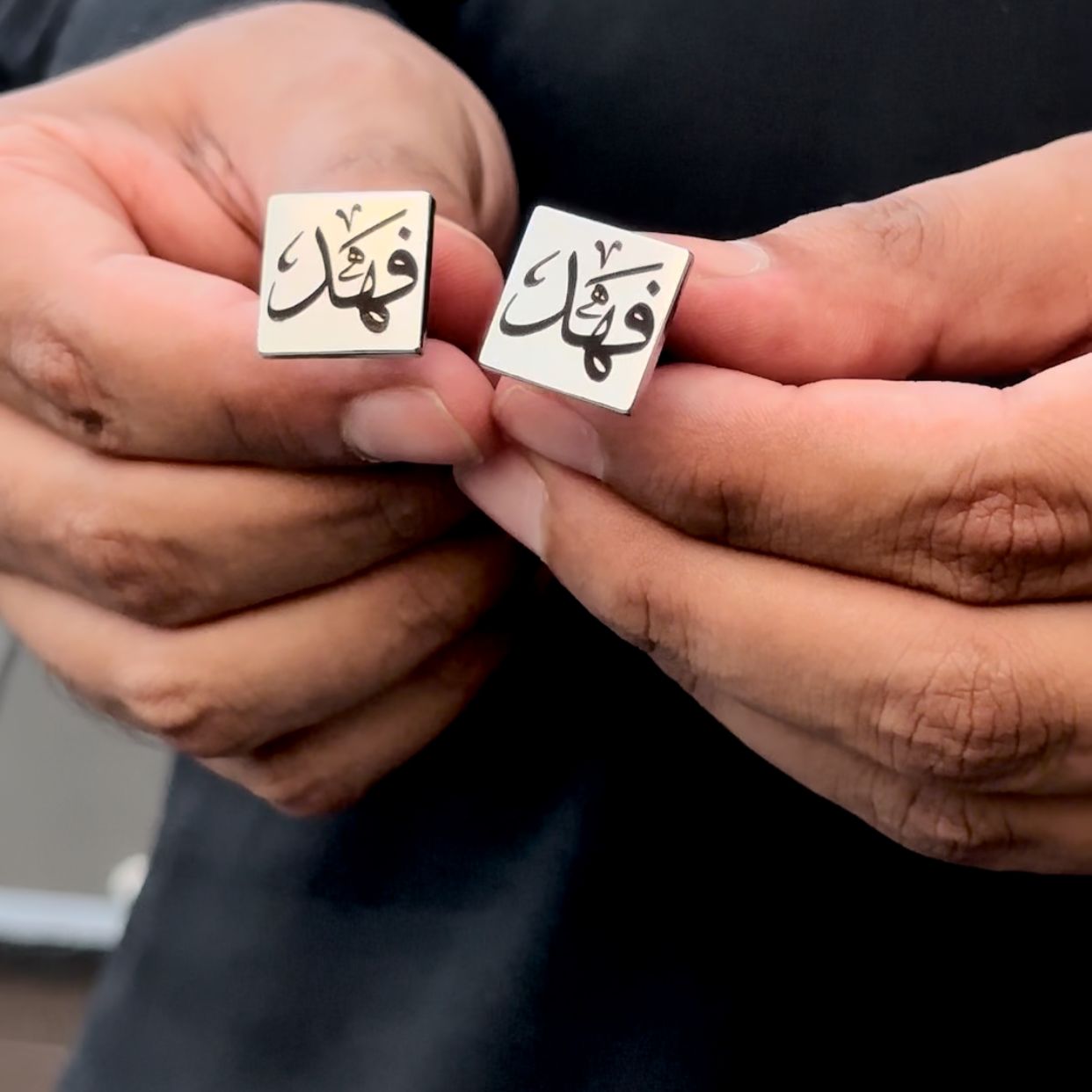 Engraved Name Square Shape Cufflink