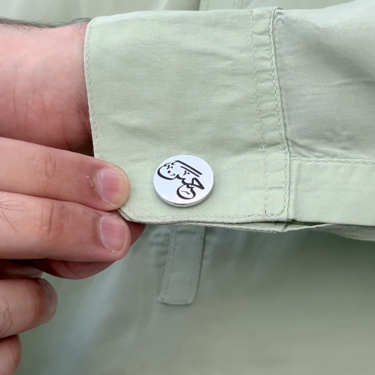 Engraved Name Circle Shape Cufflink