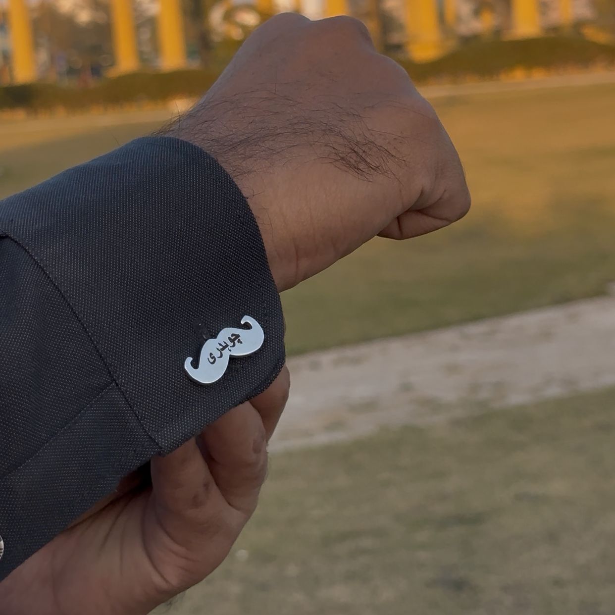 Engraved Name Mustache Shape Cufflink