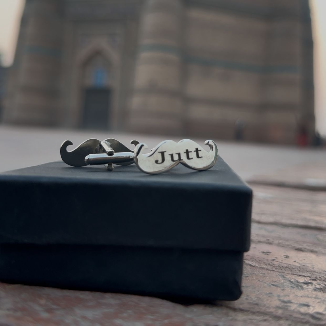 Engraved Name Mustache Shape Cufflink
