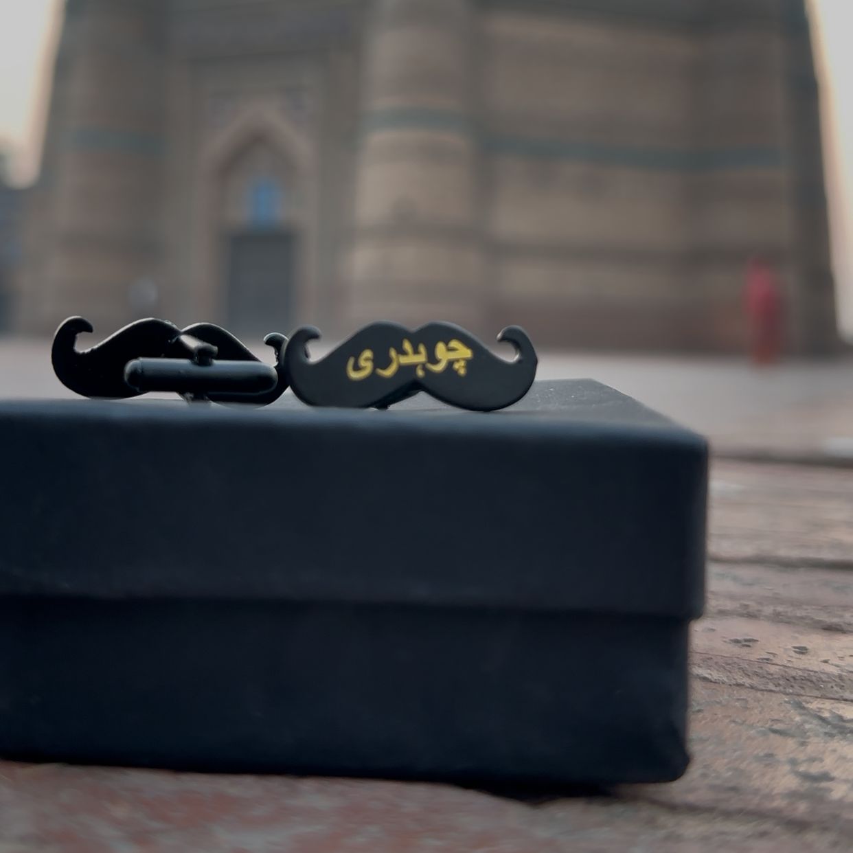 Engraved Name Mustache Shape Cufflink