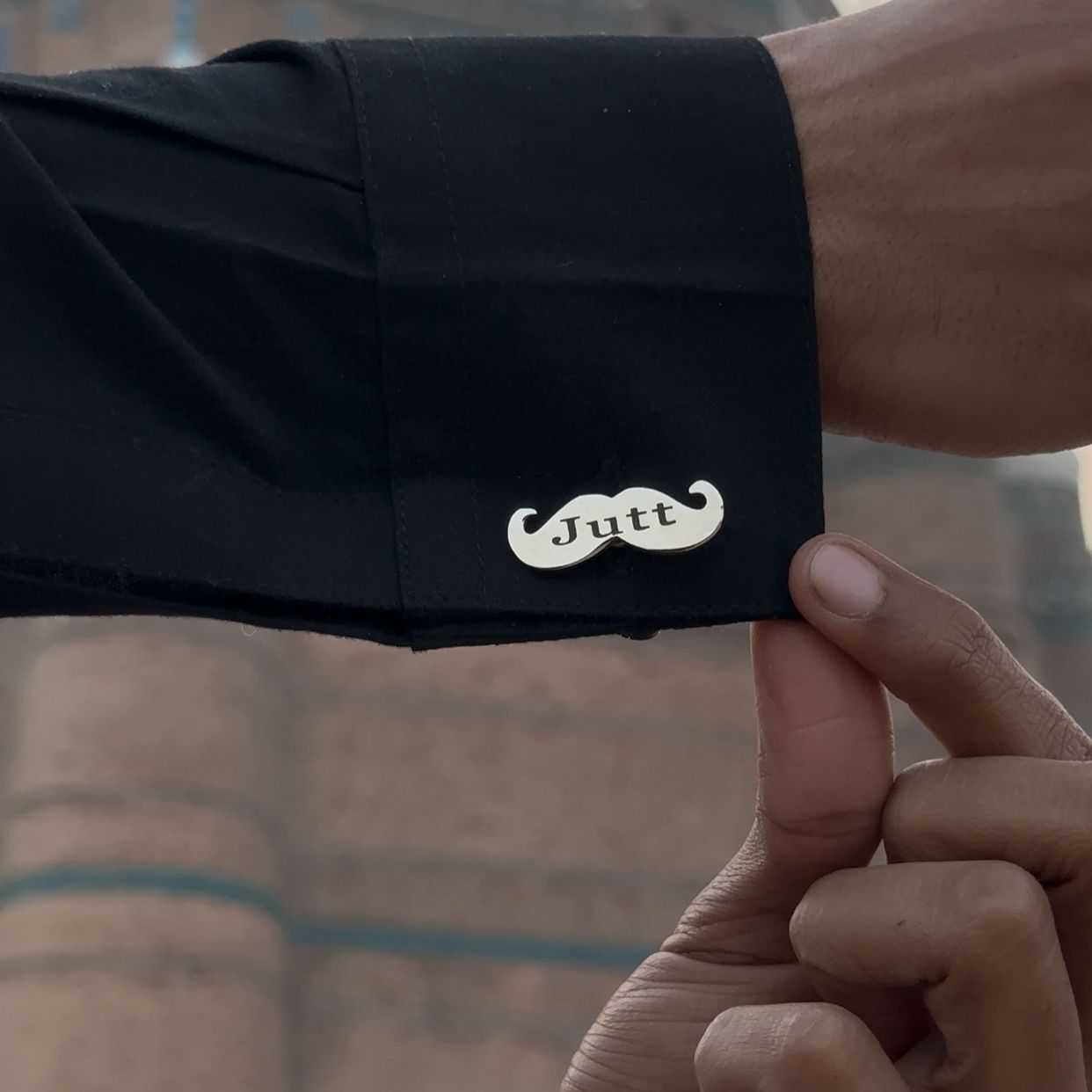 Engraved Name Mustache Shape Cufflink