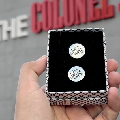 Engraved Name Circle Shape Cufflink
