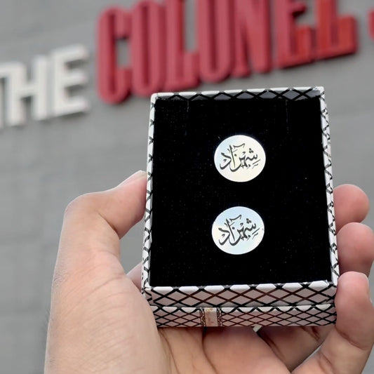 Engraved Name Circle Shape Cufflink