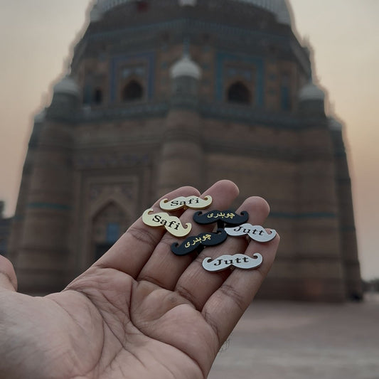 Engraved Name Mustache Shape Cufflink